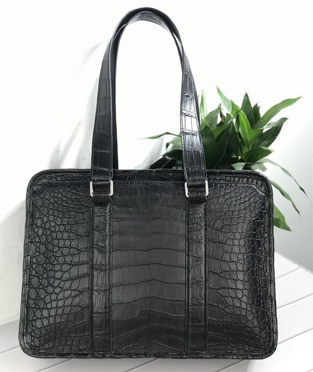 Luxury Bags Tote - กระเป๋าแล็ปท็อปหนังจระเข้ใหม่ กระเป๋าเอกสารหนังจระเข้แท้สำหรับผู้ชาย กระเป๋าถือแบรนด์หรูสำหรับผู้ชาย กระเป๋าสะพายข้างแบบสะพายไหล่เดียว