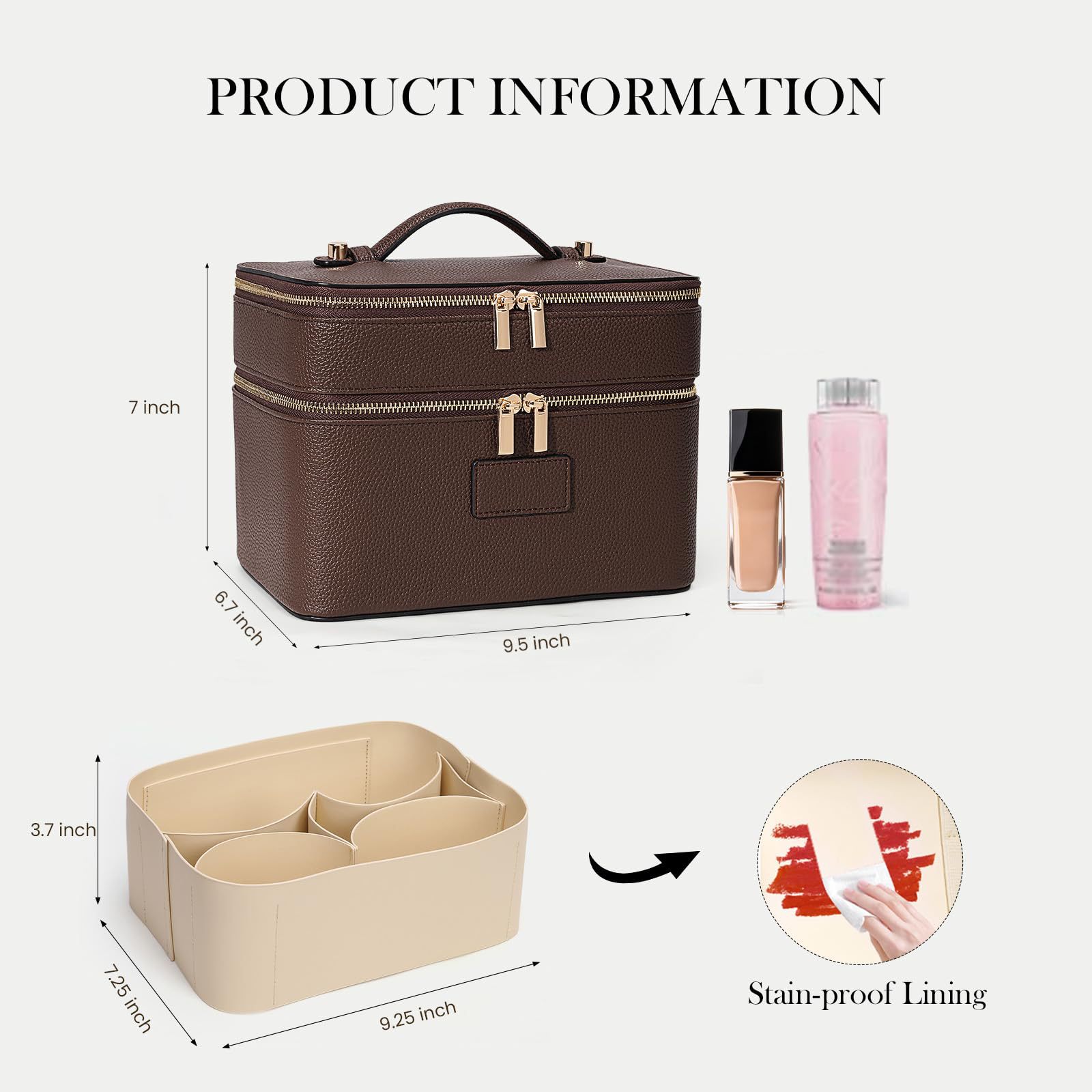 กระเป๋าเครื่องสำอางค์สองชั้นขน - Luxury Bags Leather บทวิจารณ์และราคา