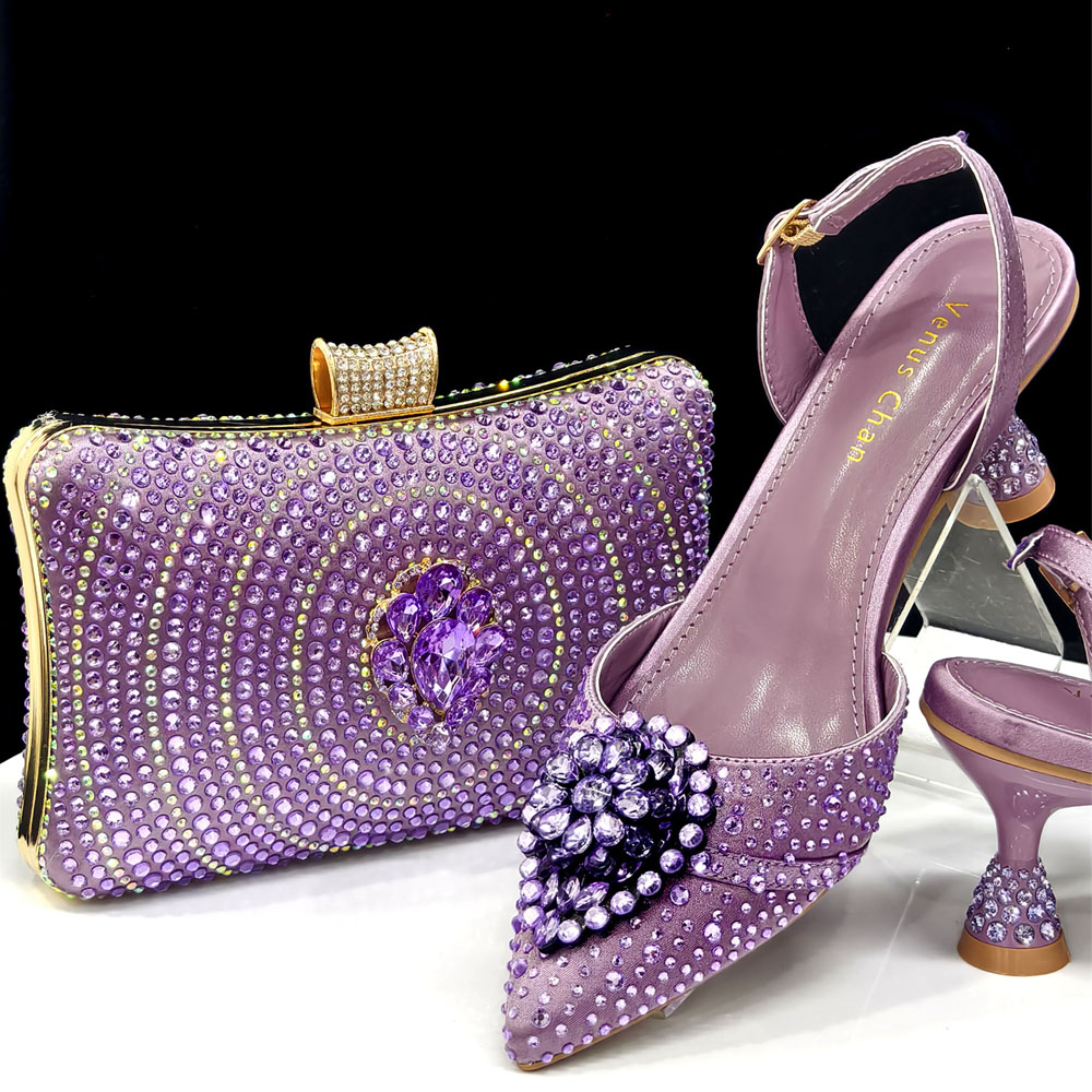 ชุดรองเท้าส้นสูงปลายแหลมสีม่วง - Luxury Bags Leather บทวิจารณ์และราคา